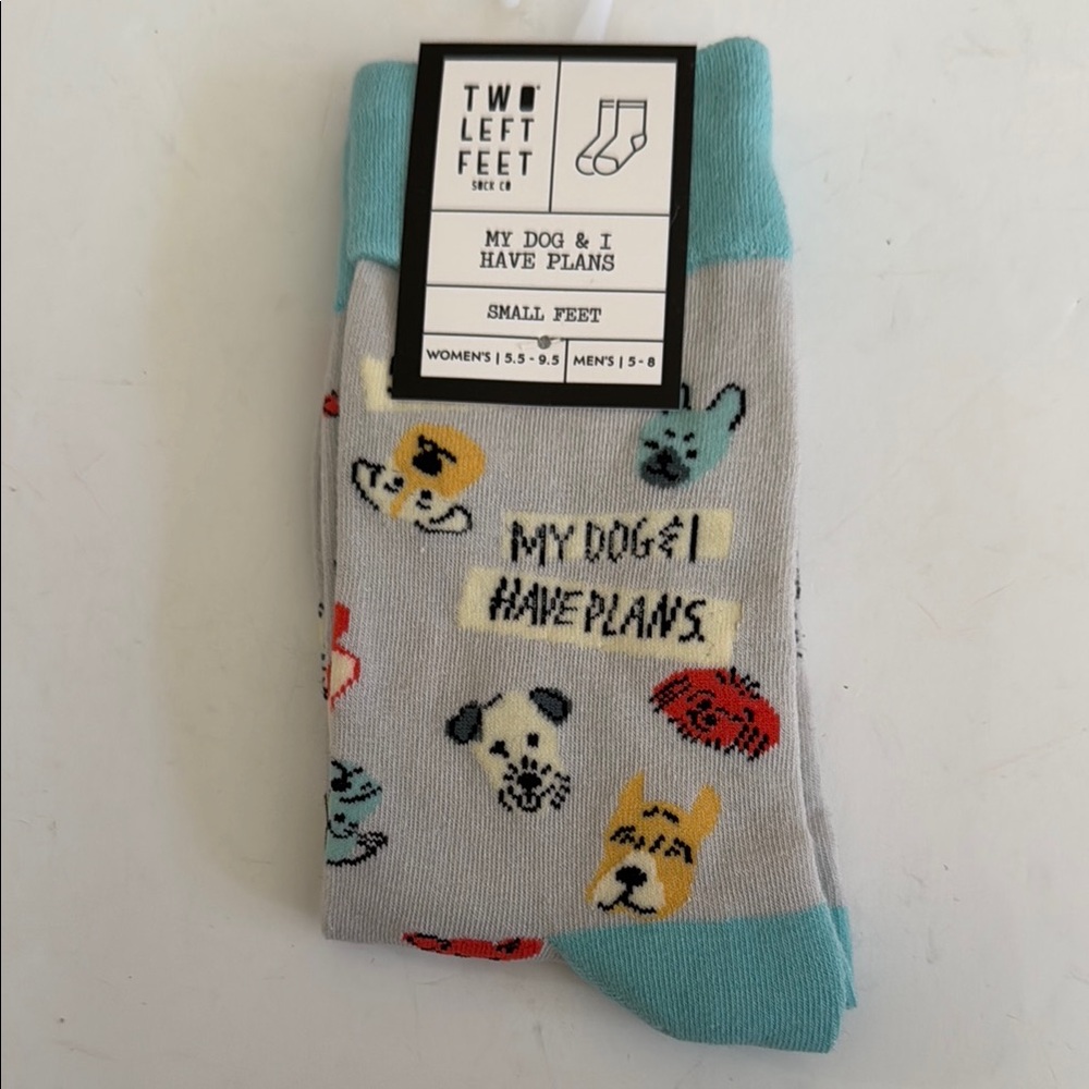 Two Left Feet Dog Pattern Socks size S new with tags My ring & I have plans